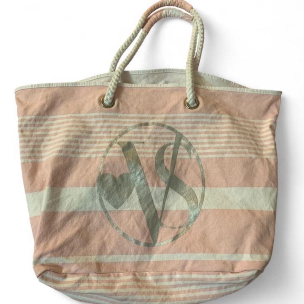 Victoria's Secret Pink and Cream Logo Tote